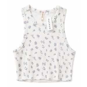 PacSun Floral Crop Top Tank High Neck Ditsy Flower Ribbed Knit Coquette Small S